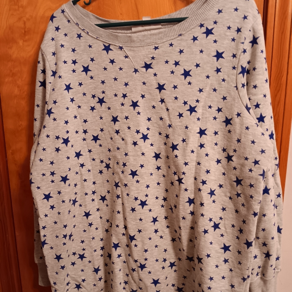 Woman Within Gray Pullover with Blue Stars
